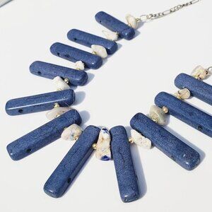 NEW SODALITE AND QUARTZ beaded sterling silver UNIQUE BLUE AND WHITE CRYSTALS